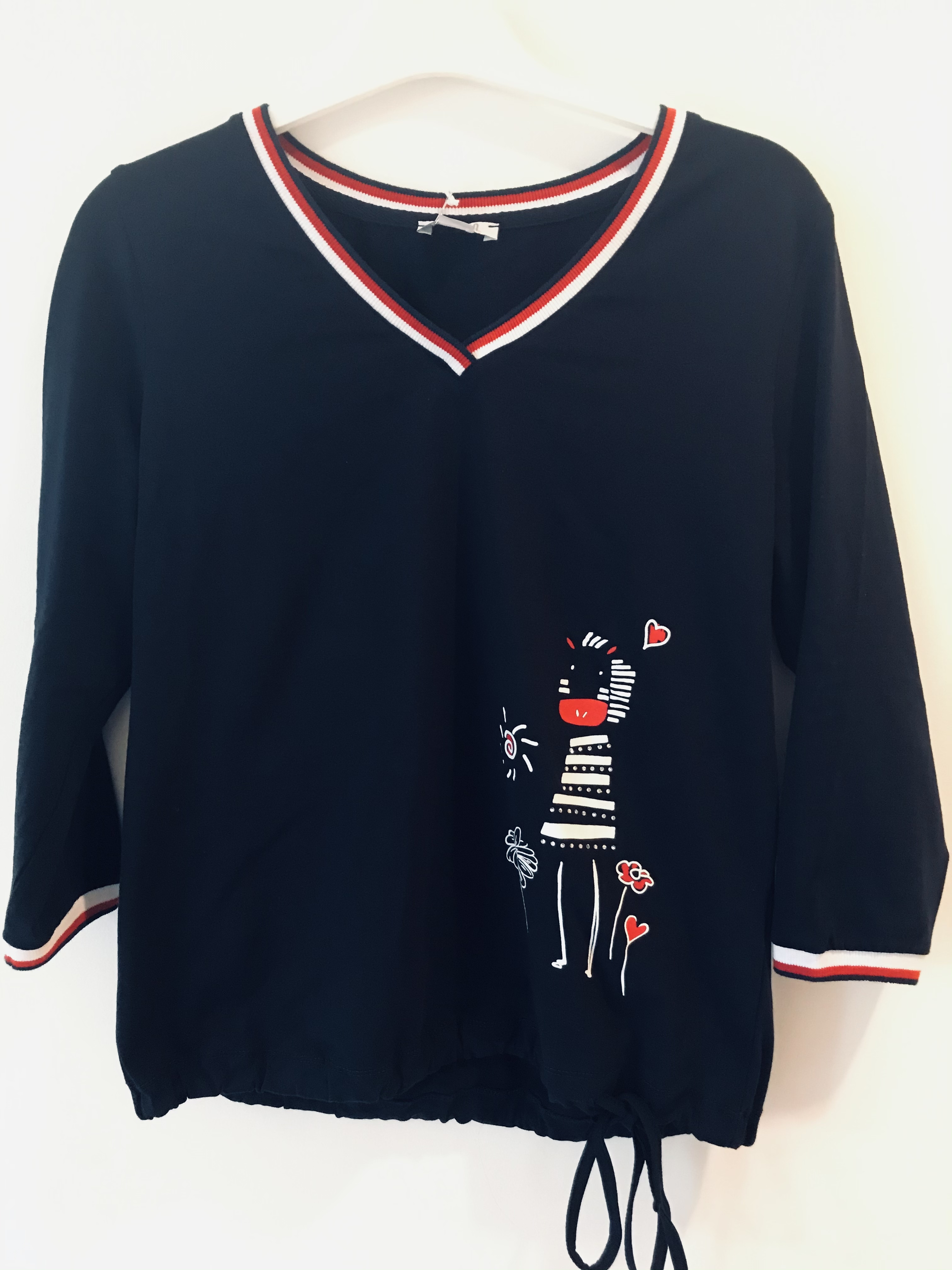 Dolcezza: Humour Me In Navy Tied Hem T-Shirt