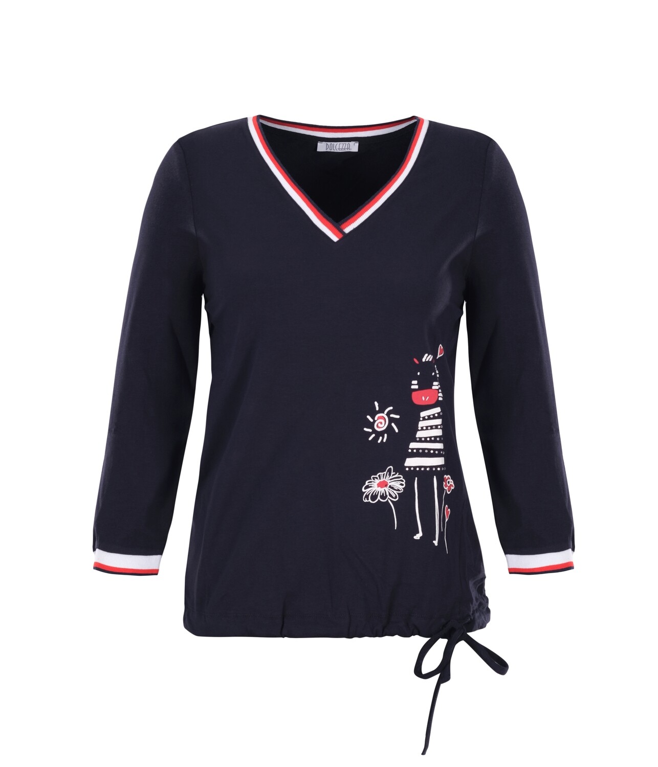 Dolcezza: Humour Me In Navy Tied Hem T-Shirt