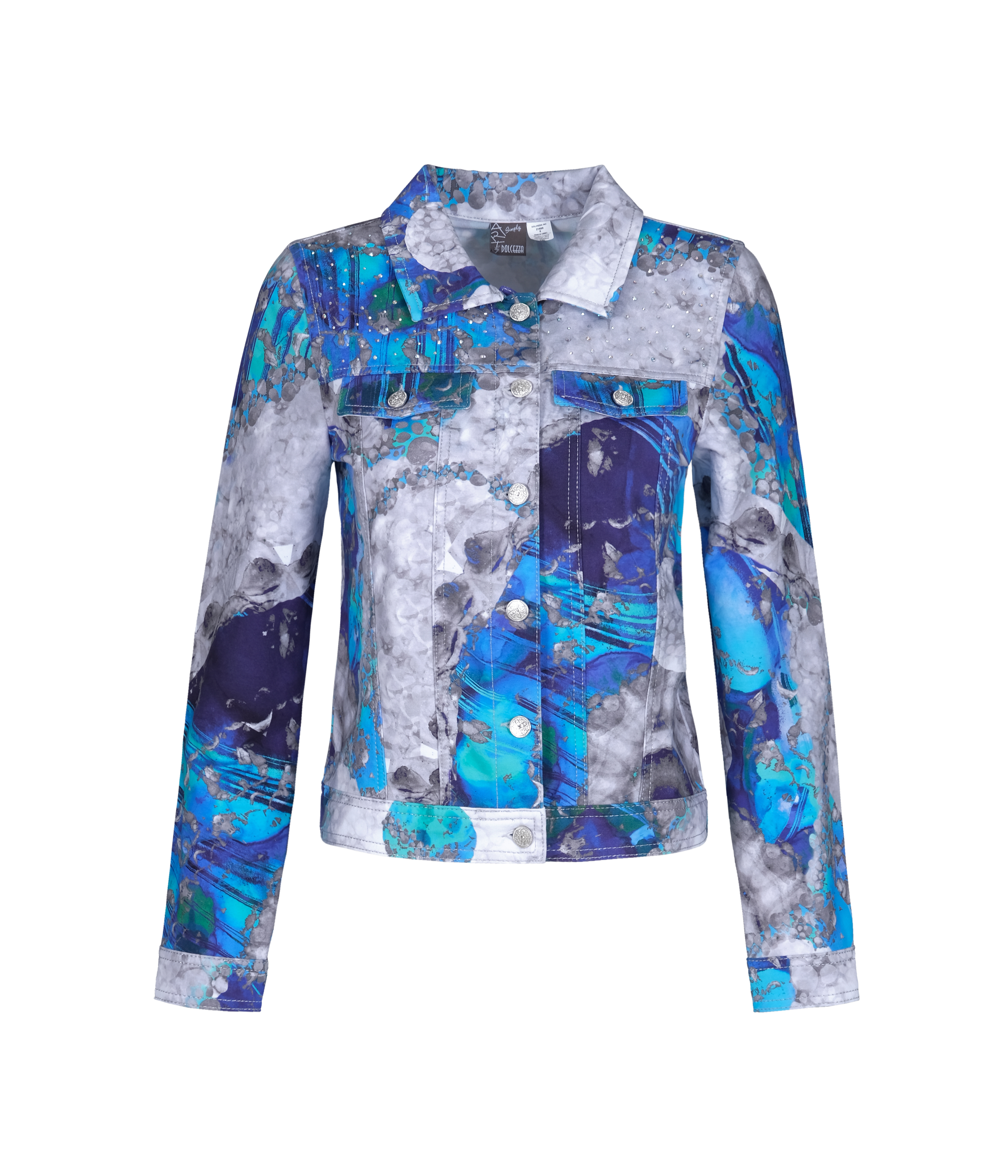 Simply Art Dolcezza: Blue & White Yin Yang Art soft Denim Jacket