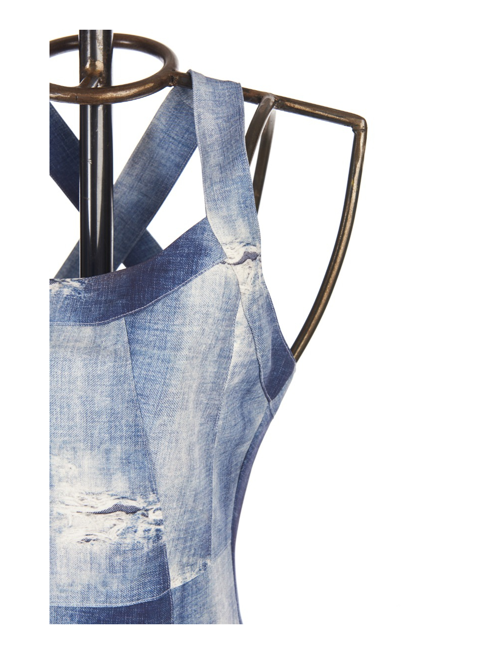 Save The Queen: Distressed Denim Illusion Sheath Dress