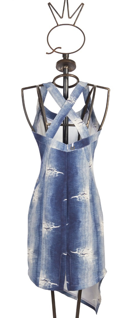 Save The Queen: Distressed Denim Illusion Sheath Dress