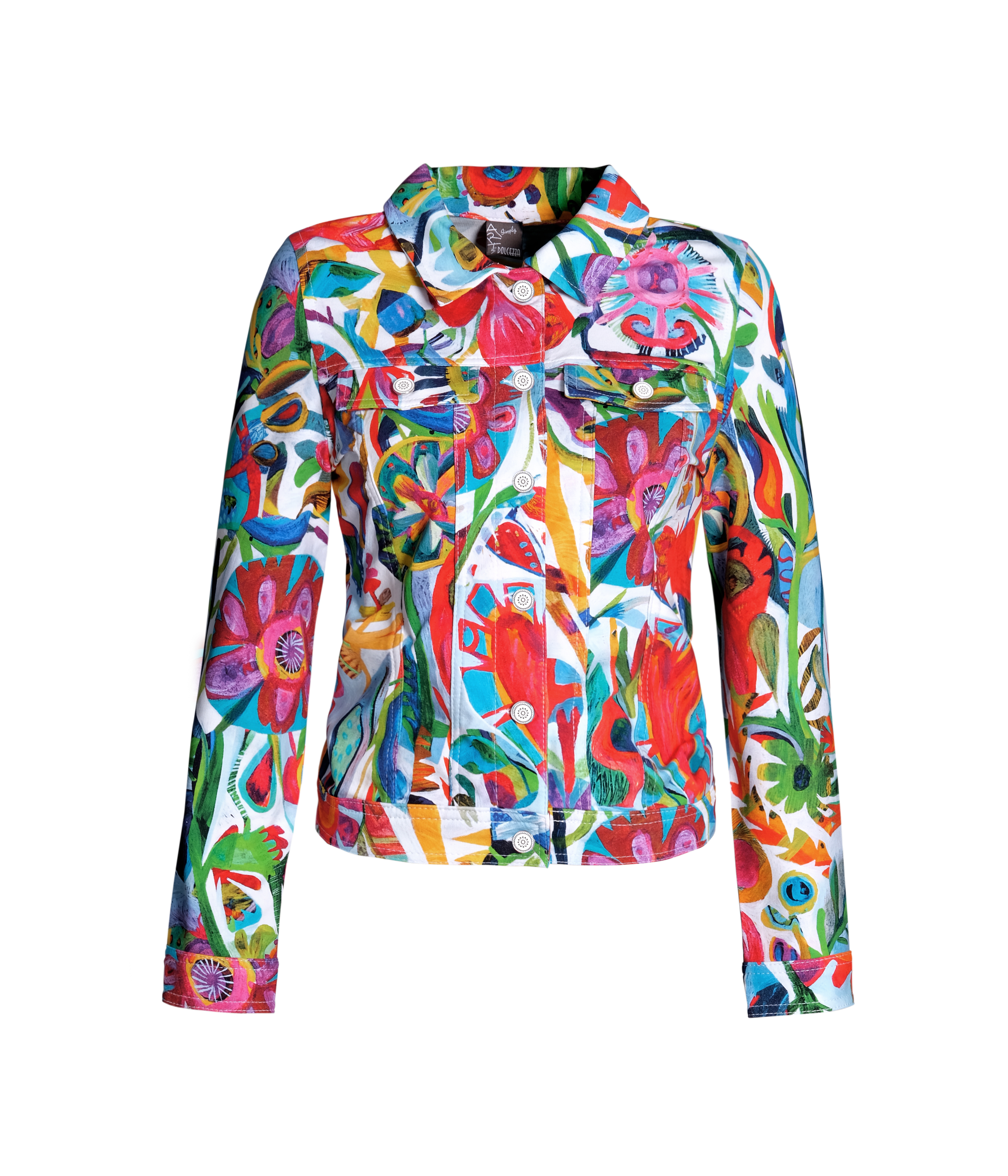 Simply Art Dolcezza: Flower Heart Abstract Art Soft Denim Jacket (Few Left!) DOLCEZZA_SIMPLYART_21629