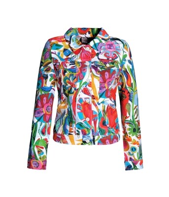 Simply Art Dolcezza: Flower Heart Abstract Art Soft Denim Jacket