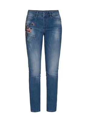 Dolcezza: Comfort Created Pink Butterfly Painted High Waisted Jeans