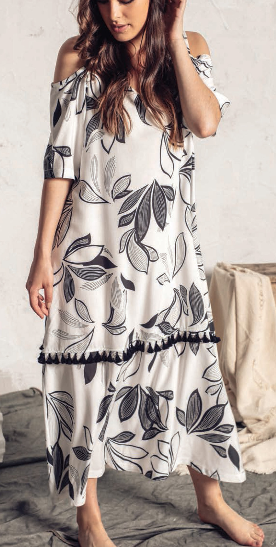 G!oze: Dazzling Dandelions Cold Shoulder Maxi Dress (Few Left!) G_FRAMBOISE