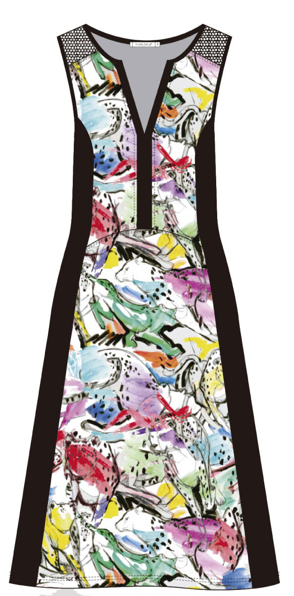 Maloka: Lounging Lioness Painted Flared Dress
