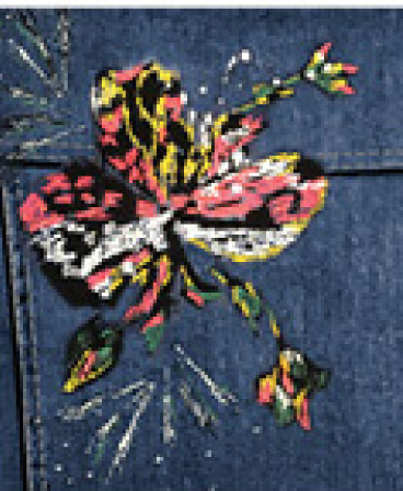 Dolcezza: Hand Painted Pink Butterfly Distressed Jean Jacket