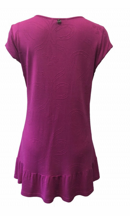 Maloka: Jacquard Butterfly Cold Shoulder Ruffled Tunic (2 Left in Fuschia!)
