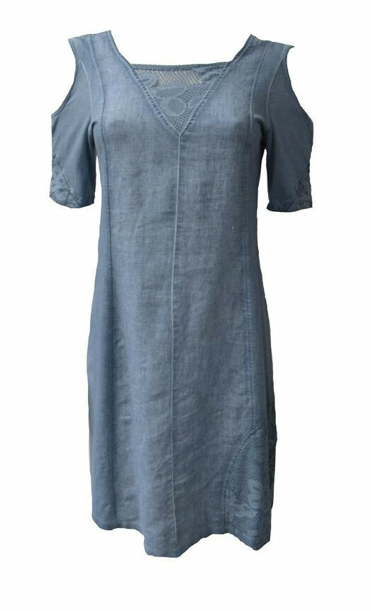 Maloka: Cutout Shoulder Princess Seam Linen Stretch Dress