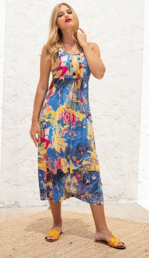 Maloka: Circus Fantasy Abstract Art High Waisted Maxi Dress (More Colors, Few Left!) MK_CELINA