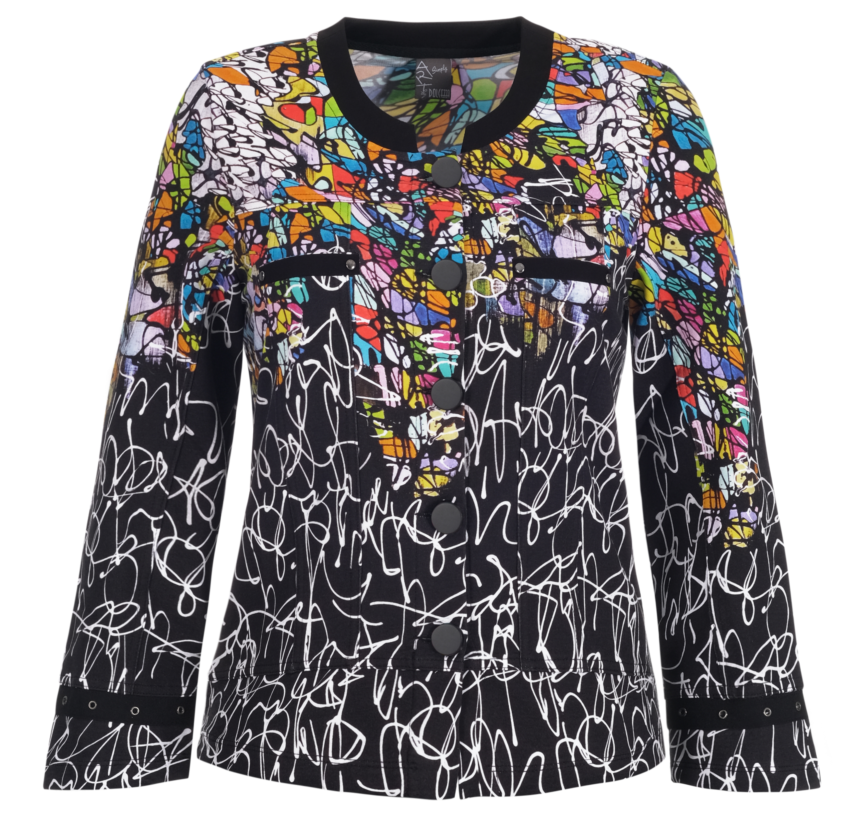 Simply Art Dolcezza: Black Board Abstract Art Cardigan (2 Left!) Dolcezza_SimplyArt_21648