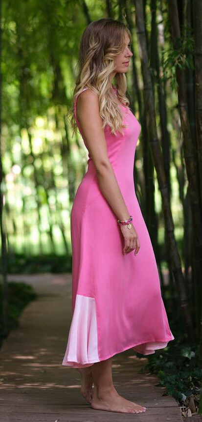 Paul Brial: Pink Souffle Colorblock Organic Cotton Maxi Dress (1 Left!) PB_LENA