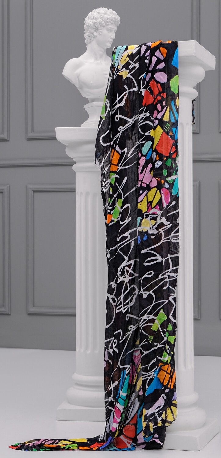 Simply Art Dolcezza: Black Board Abstract Art Scarf (1 Left!)