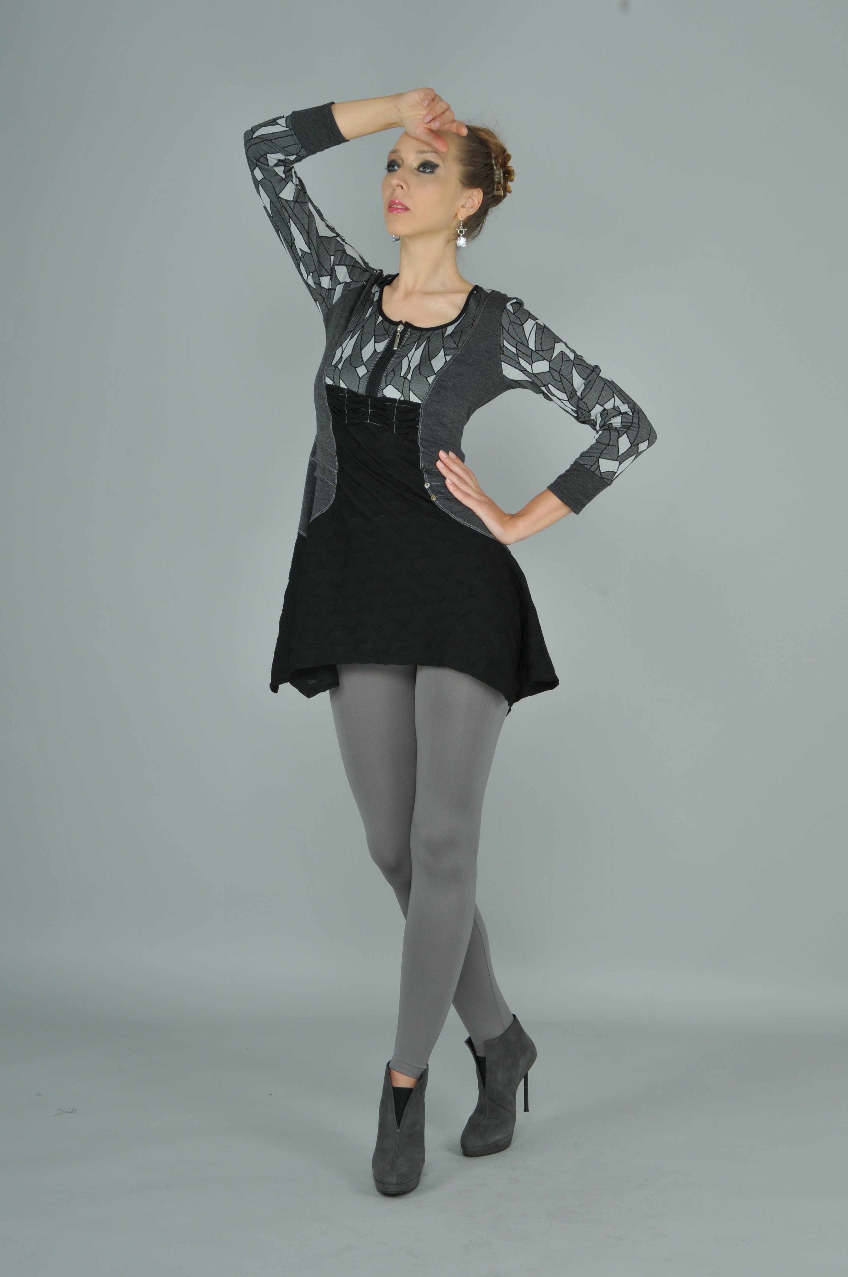 Dzhavael Couture: Asymmetrical Smoking Grey Tunic DZ_30888