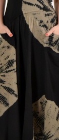 Luna Luz: Globe Cross Over Bodice Long Cotton Dress (Ships Immed, 2 Left in Black/White & Black/Khaki!)