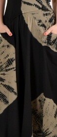 Luna Luz: Globe Cross Over Bodice Long Cotton Dress, Color: BLACK/KHAKI, Size: L (US 10-12) Ships Immed, 1 Left!