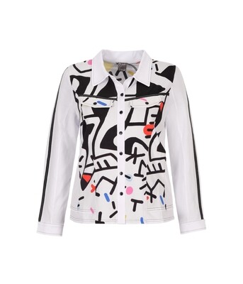 Simply Art Dolcezza: Naissance De L'Origine Asymmetrical Abstract Art Buttoned Cardigan Blouse (1 Left!)