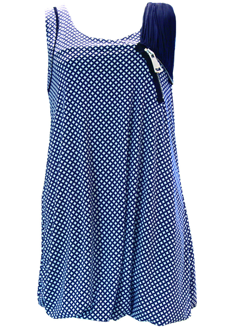 Double Jeu Paris: Luscious Lollipop Mini Dress/Tunic (1 Left!) DJ_ROBE_BABY_LOSANGES_BLEUE_ET_ECRUE