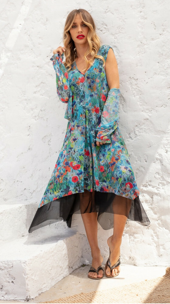 Maloka: Beauty Blooms Mesh Hem Sundress MK_FLORISE