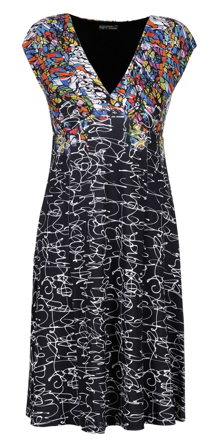 Simply Art Dolcezza: Black Board Abstract Art Flared Dress SOLD OUT