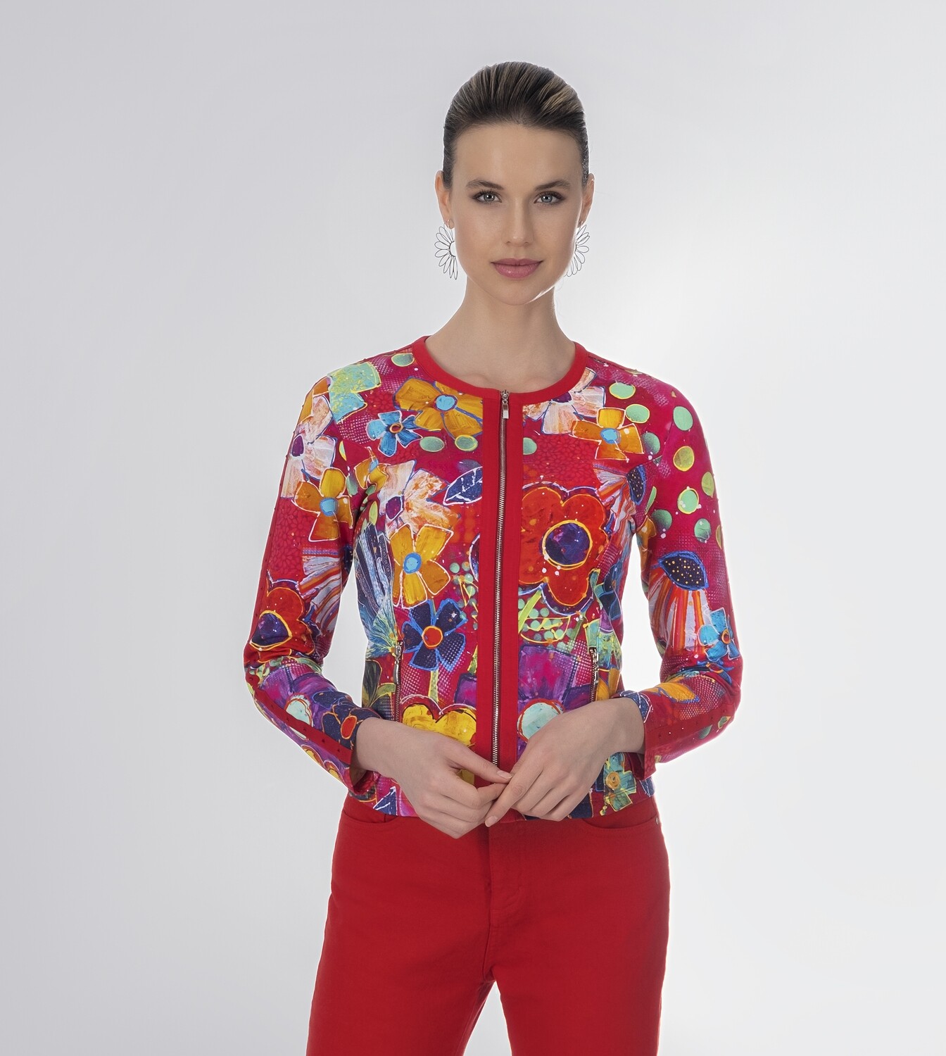 Simply Art: Fiesta Flowers Soft Denim Zip Up Abstract Art Jacket SOLD OUT