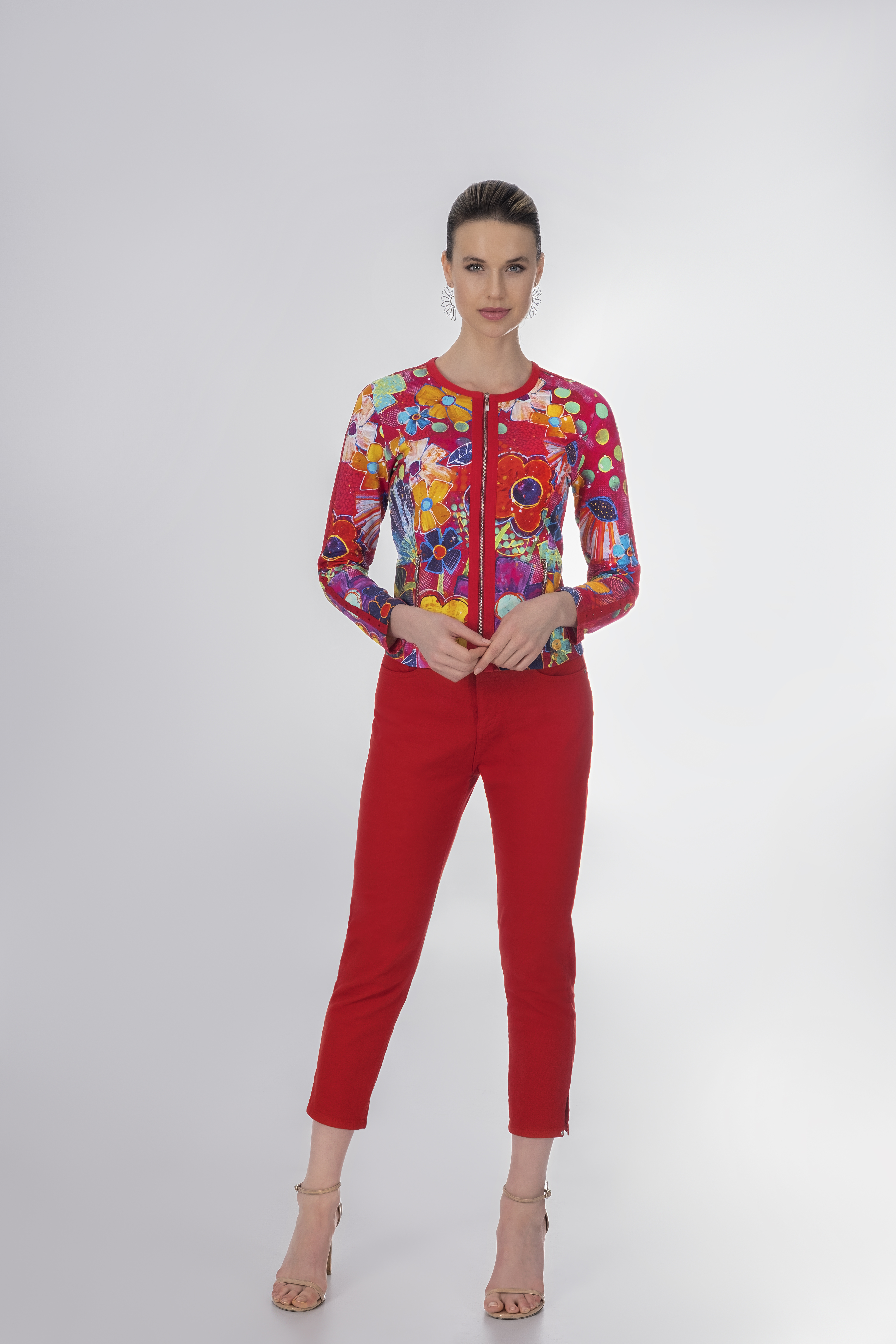 Simply Art: Fiesta Flowers Soft Denim Zip Up Abstract Art Jacket SOLD OUT