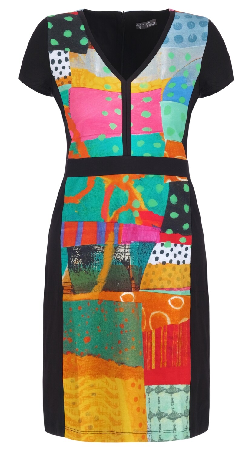 Simply Art Dolcezza: Leisurely Love Stowe In October Abstract Art Contrast Dress (Few Left!)