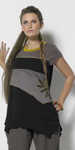 Coline USA: Asymmetrical Flower Tunic SOLD OUT, Color: BLACK: SHIPS IMMEDIATELY