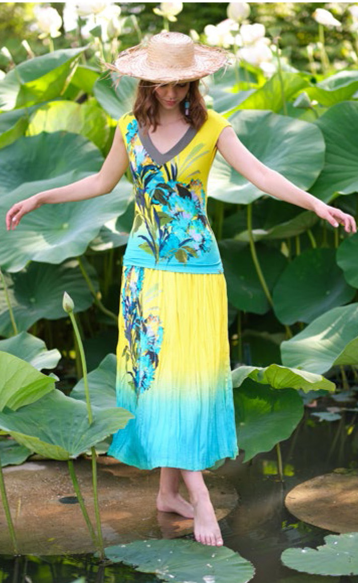 Paul Brial: Exquisite Blooms Of Maldives Crinkled Maxi Skirt PB_VAHINE