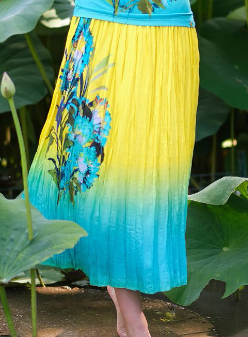 Paul Brial: Exquisite Blooms Of Maldives Crinkled Maxi Skirt