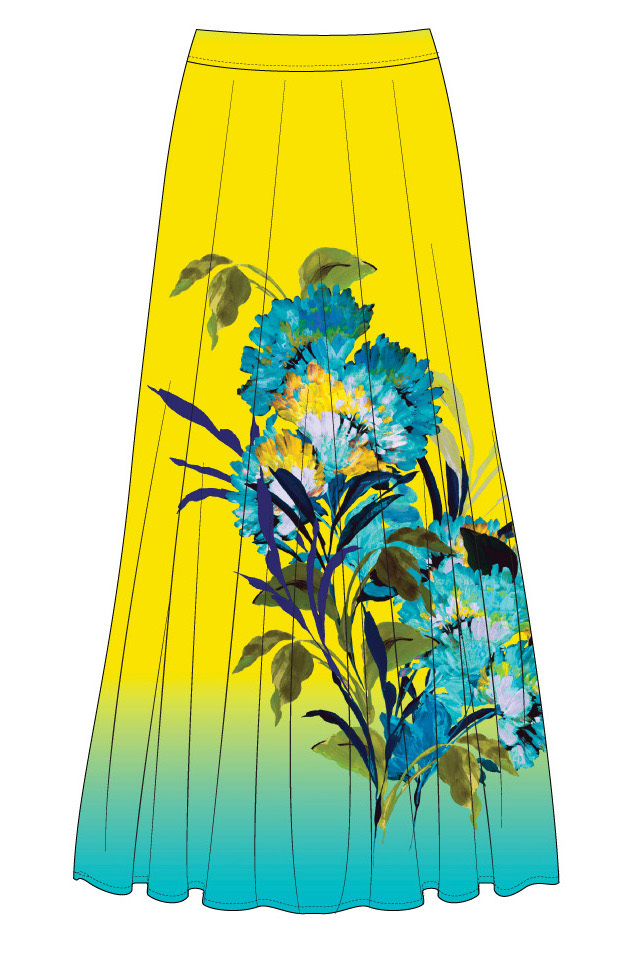Paul Brial: Exquisite Blooms Of Maldives Crinkled Maxi Skirt
