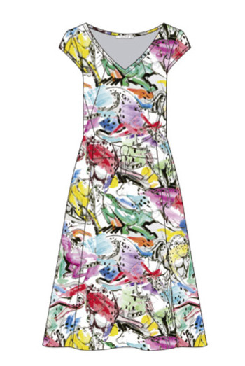 Maloka: Circus Fantasy Art Tied Waist Flared Sundress (In Pink Leopard, 1 Left, Click for More Art Patterns!) MK_CAYA_PINK_LEOPARD