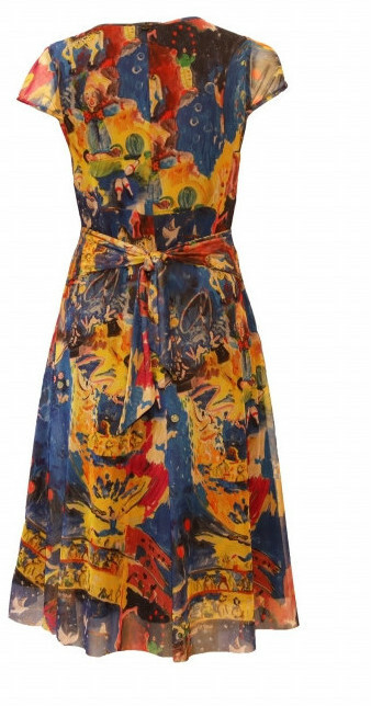 Maloka: Circus Fantasy Art Tied Waist Flared Sundress (In Pink Leopard, 1 Left, Click for More Art Patterns!)