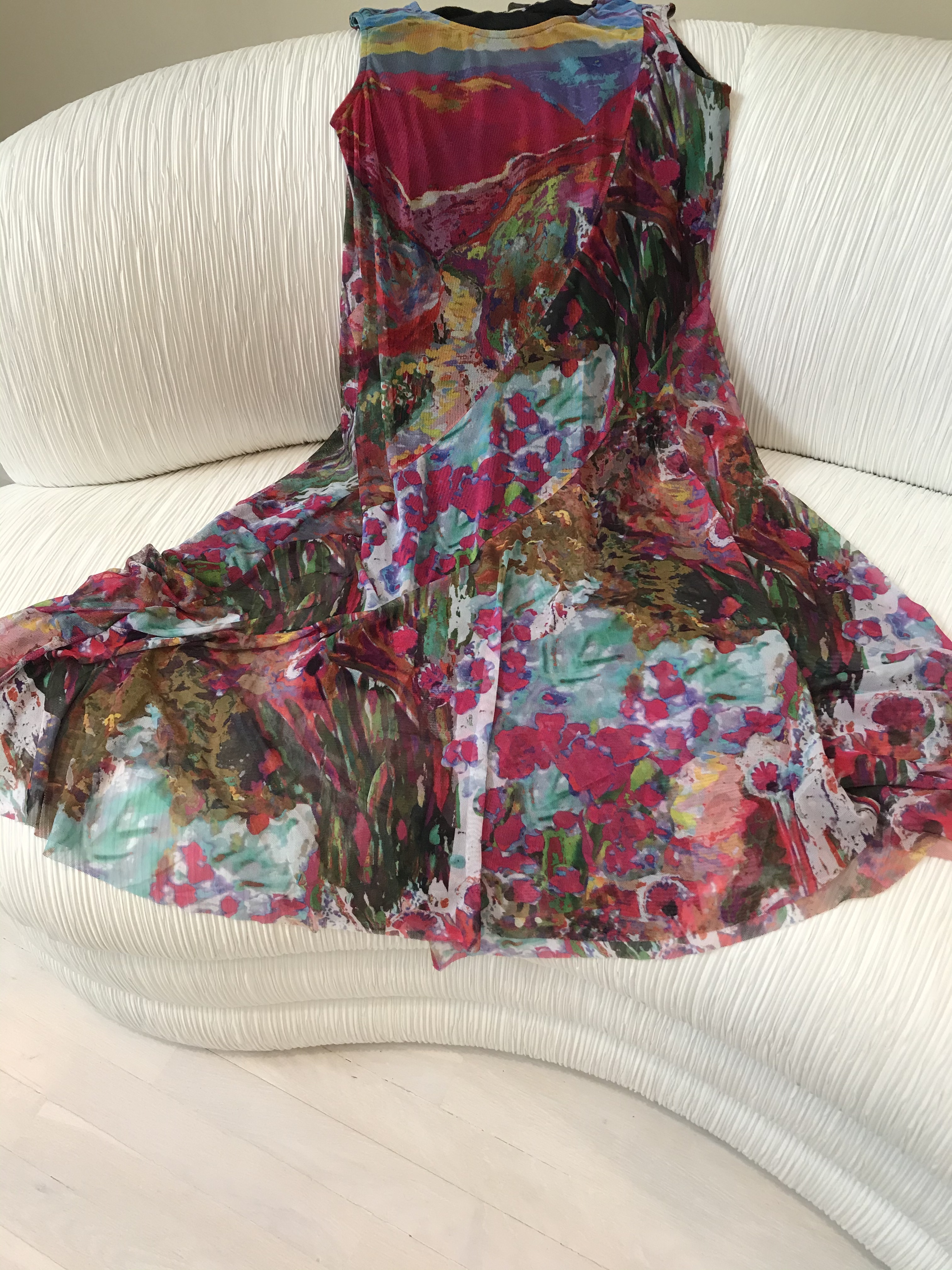 Maloka: Color Of Picasso Gypsy Beauty Art Midi Sundress (In Pink Isles Art, Click for More Color Options) MK_Gaudi_Pink_Isles