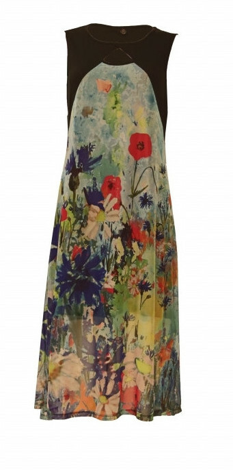 Maloka: Beauty Blooms Abstract Art Keyhole Maxi Dress