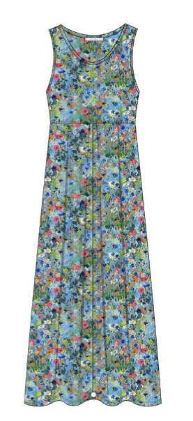 Maloka: Circus Fantasy Abstract Art High Waisted Maxi/Midi Dress - Converts to Jumpsuit - Hidden Snap Hem! (In Beauty Blooms Art!) MK_CELINA_FLEUR