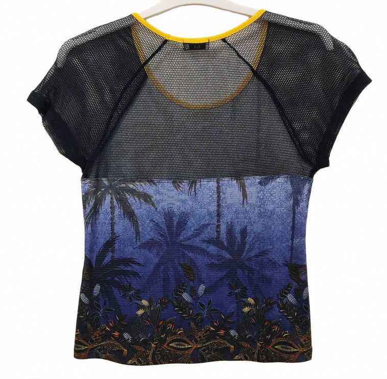 Paul Brial: Palm Tree Printed Mesh Sleeve T-Shirt