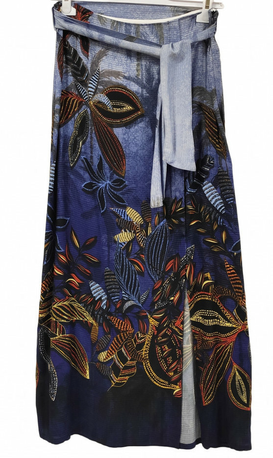 Paul Brial: Palm Tree Printed Wrap Maxi Skirt PB_PROMENADE