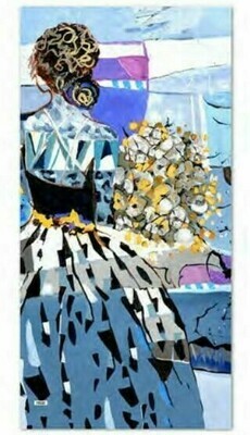 Simply Art Dolcezza: Princess Danae Abstract Art Flared Cold Shoulder Dress