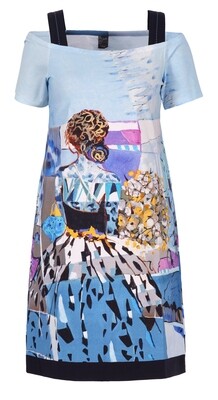 Simply Art Dolcezza: Princess Danae Abstract Art Flared Cold Shoulder Dress Simply Art Dolcezza: Princess Danae Abstract Art Flared Cold Shoulder Dress