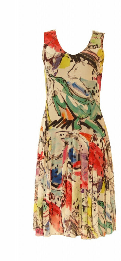 Maloka: Lounging Lioness Painted Dropped Waist Dress