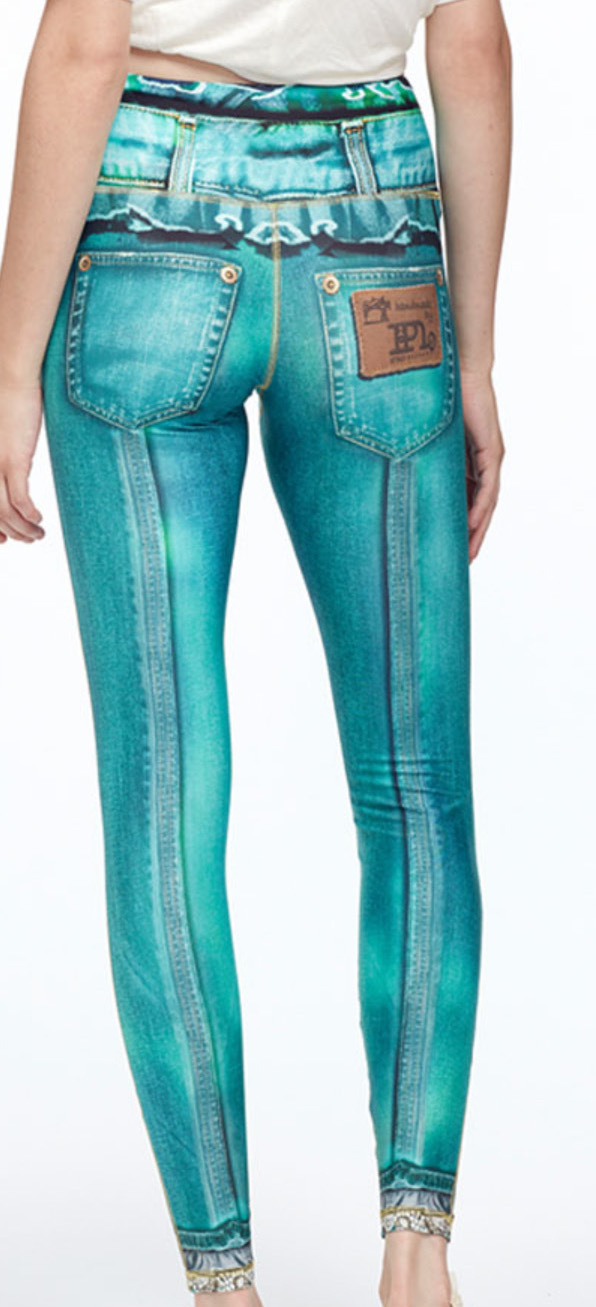 IPNG: Love Me Criss Cross Denim Illusion Legging (Ship Immed in TEAL, Click for more colors!)