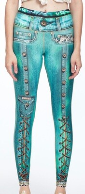 IPNG: Love Me Criss Cross Denim Illusion Legging (Ship Immed in TEAL, Click for more colors!)