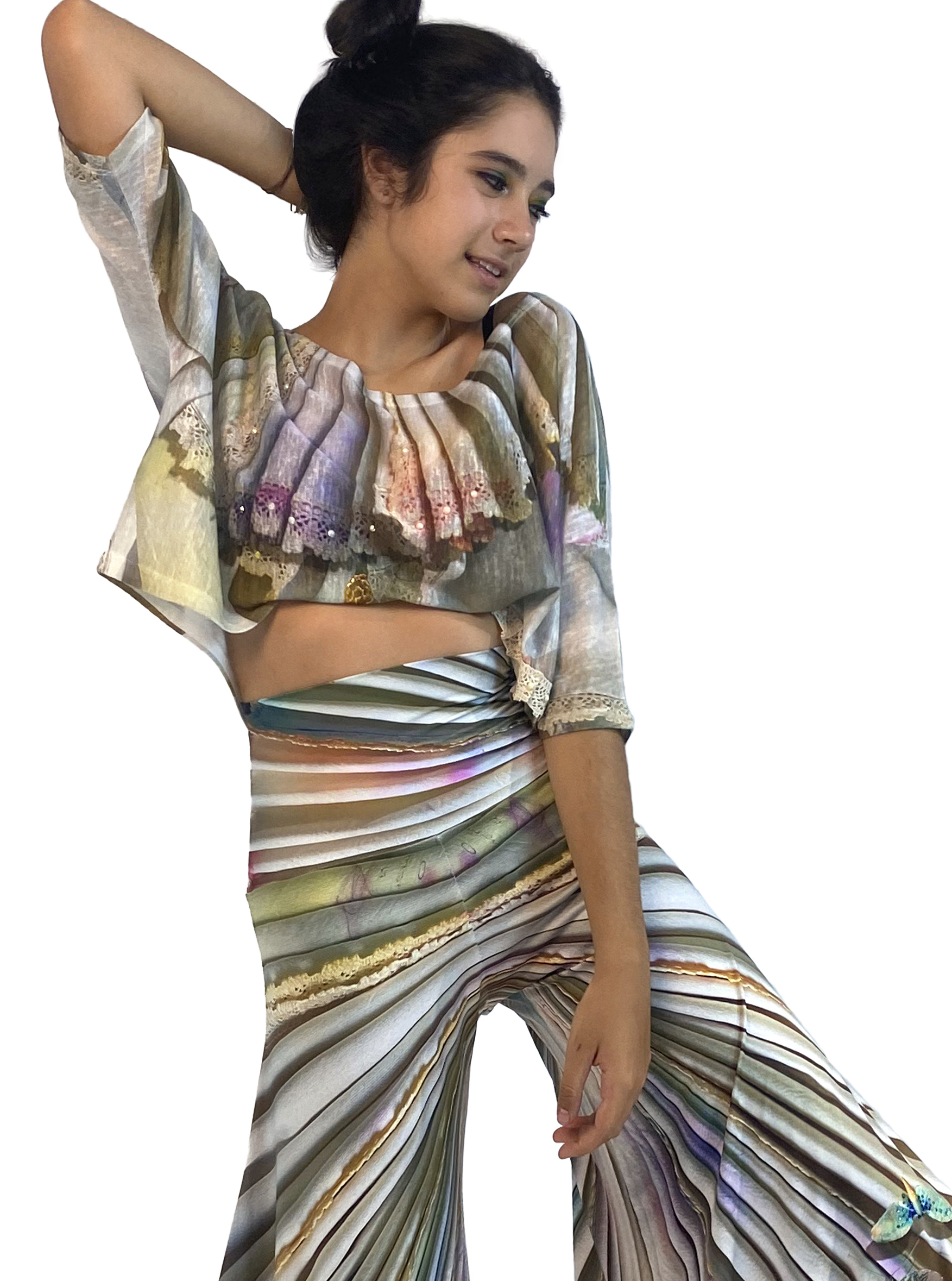 IPNG: Never Enough Color Cropped Ilusion Fan Blouse (Some Ship Immed!) IPNG_NECBTM-037