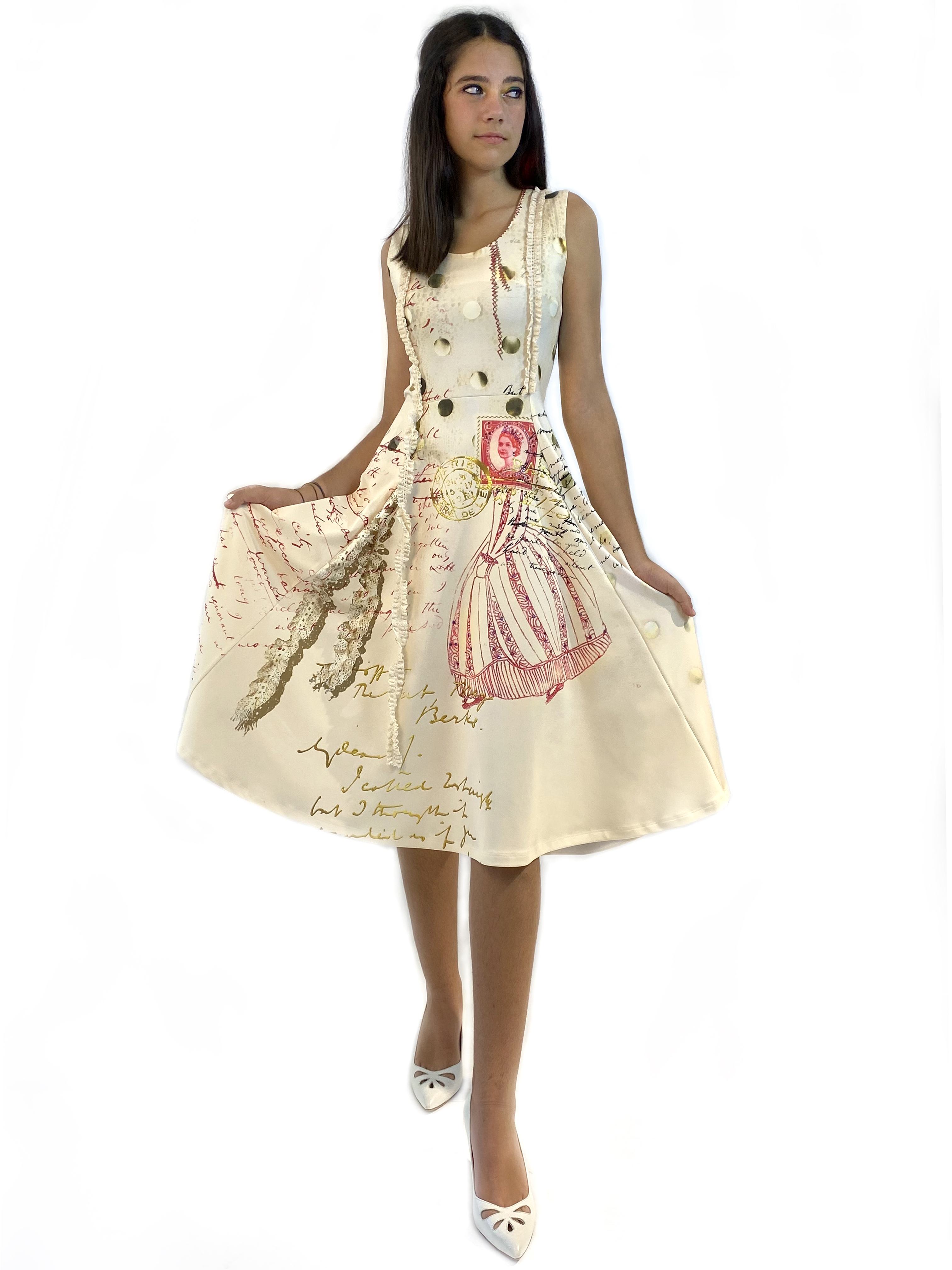 IPNG: If I Was Dancing In Paris Flared Illusion Midi Zip Gown IPNG_IIFDZ-001