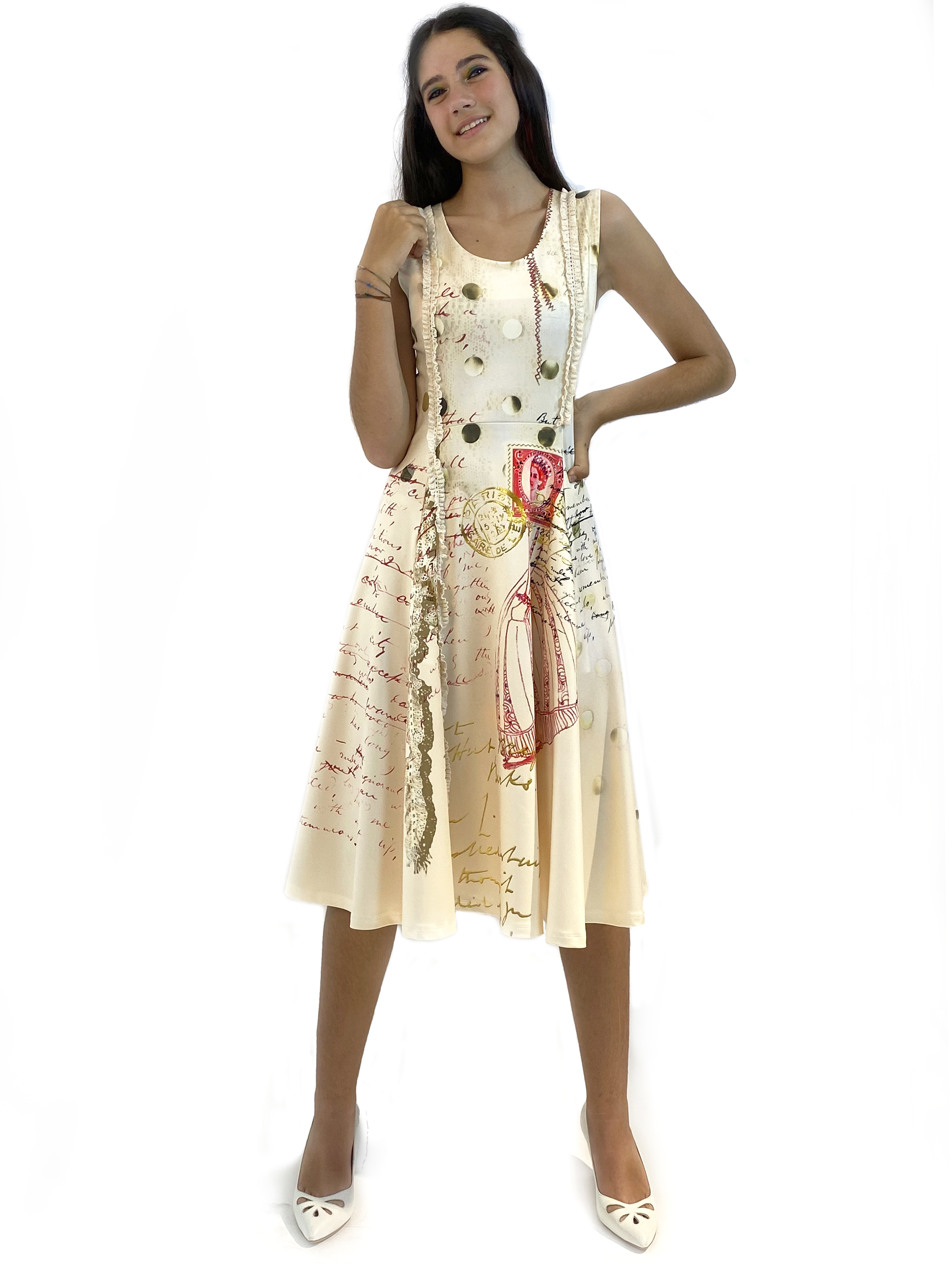 IPNG: If I Was Dancing In Paris Flared Illusion Midi Zip Gown
