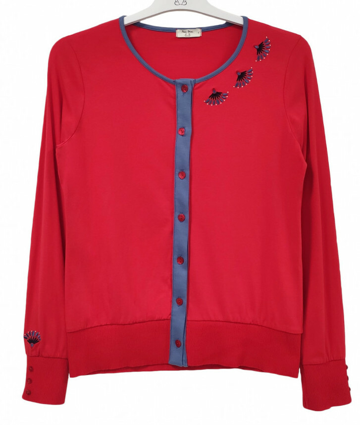 Paul Brial: Dancing Trees Embroidered Cotton Cardigan PB_MOSAIQUE