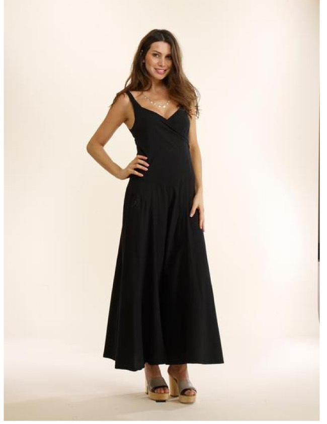 Luna Luz: Sweetheart Bodice Cotton Lycra Wide Leg Jumpsuit (Ships Immed in Navy & Black!)