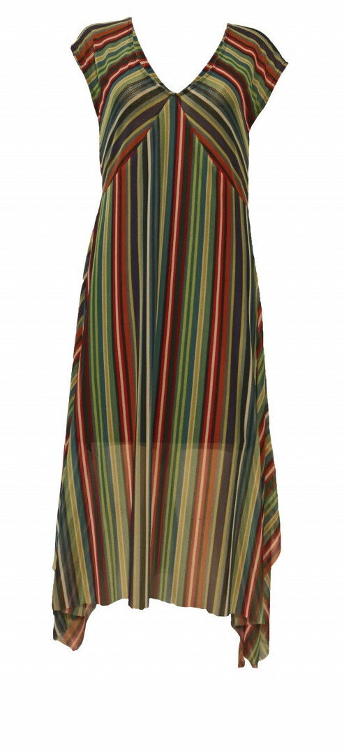 Maloka: Beauty Lines Abstract Art Flared Maxi Dress