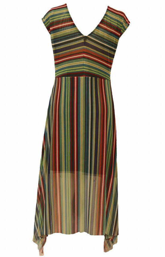 Maloka: Beauty Lines Abstract Art Flared Maxi Dress
